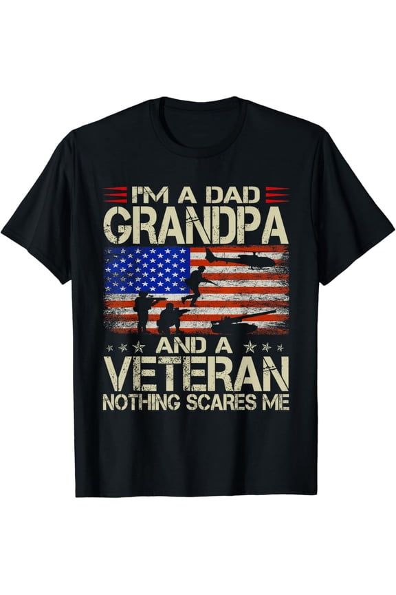 I'M A Dad Grandpa And Veteran Retro Papa Grandpa Gifts T-Shirt