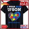 thumbnail image 1 of Sam Soft I Wear Blue For My Son Autism Awareness Mom Dad Parents T-Shirt, 1 of 5