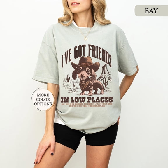 Sam Soft I've Got Friends In Low Places Shirt, Dachshund Tshirt, Dog Gift, Dachshund Tee, Western Dog Tshirt, Wiener Dog