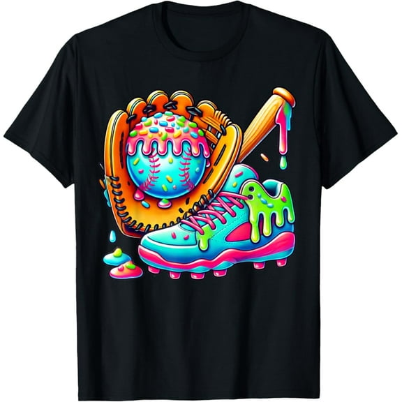 Sam Soft Ice Cream Drip Baseball Stuff Baseball Drip For Graphic T-Shirt Full Size S-5Xl