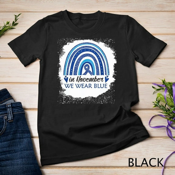 Sam Soft In November We Wear Blue Bleached Rainbow Blue Ribbon T1D T-Shirt Unisex T-Shirt