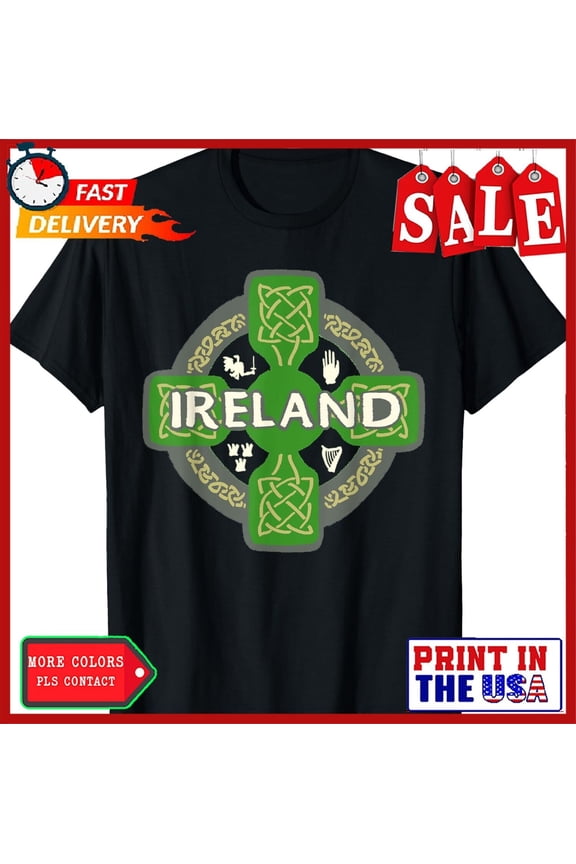Ireland St Patrick Day Celtic Cross Green Cool Design Unisex T-Shirt