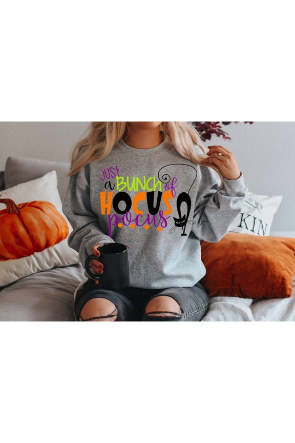 It's Just A Bunch Of Hocus Pocus Sweatshirt, Girly Cat Hocus Pocus Shirt, Sisters Sweatshirt, Cat Shirt, Party