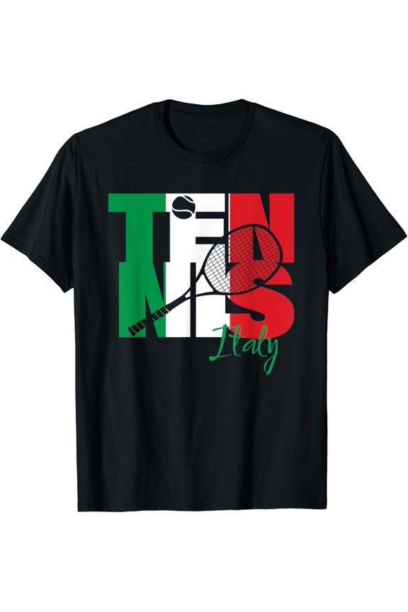 Italian Tennis Player Love Italy Republic National Flag Art T-Shirt Full Size S-5Xl