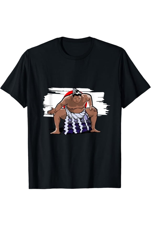 Japan Flag With Japanese Sumo Wrestler T-Shirt, Gift For Friend, Full Size S-5Xl
