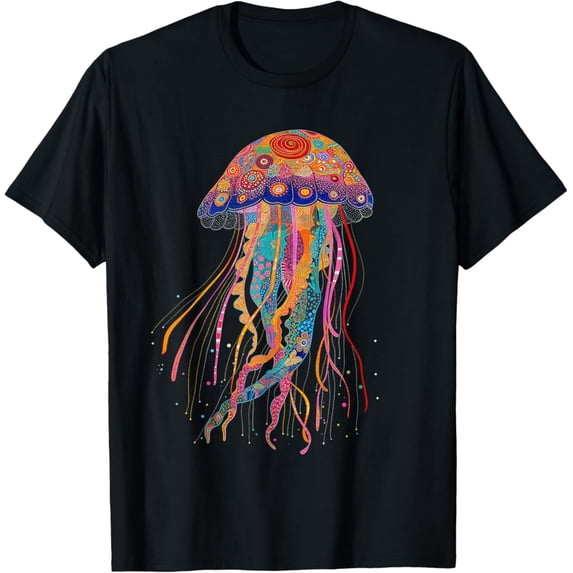 Sam Soft Jellyfish Colorful Flower Patterns Scuba Diving Diver Ocean T-Shirt Full Size S-5Xl