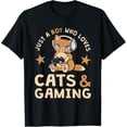 thumbnail image 1 of Sam Soft Just A Boy Who Loves Cats And Gaming Cute Gamer Cat T-Shirt, 1 of 5