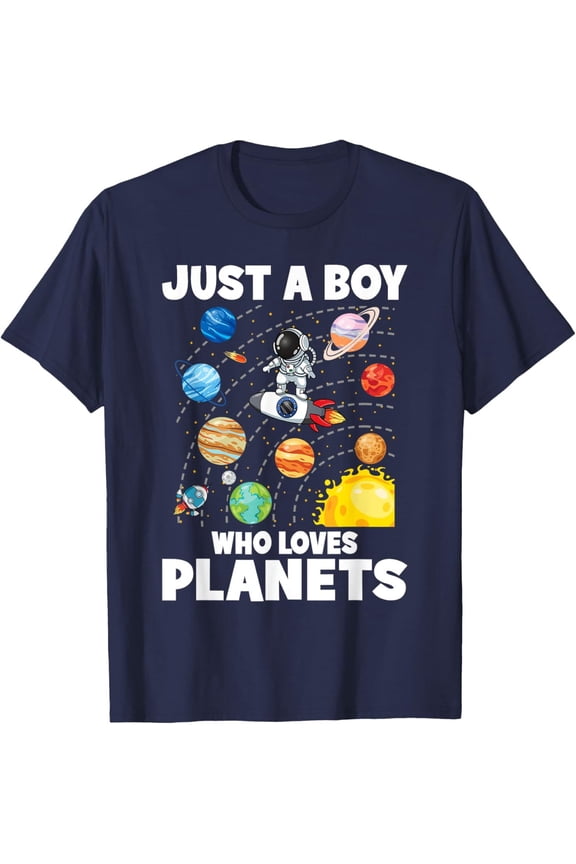 Just A Boy Who Loves Planets Solar System Space Astronaut T-Shirt