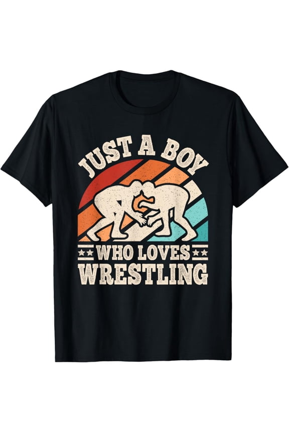 Just A Boy Who Loves Wrestling Retro Wrestle Boys T-Shirt, Gift For Friend, Full Size S-5Xl