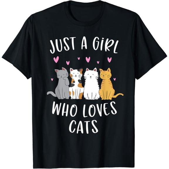Sam Soft Just A Girl Who Loves Cats Cute Cat Lover T-Shirt Gifts For Cat Lovers Girls