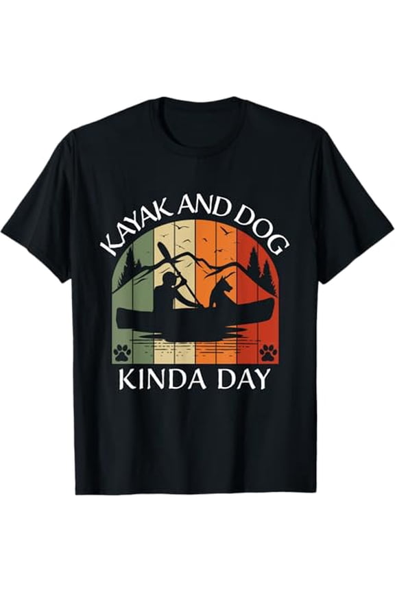Kayak Kayaking Dog Boating Summer Clothing Apparel Graphic T-Shirt, Gift For Friend, Full Size S-5Xl