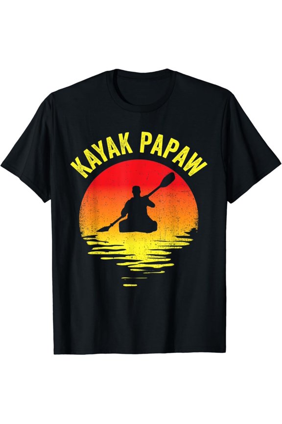 Kayak Papaw Vintage Kayaking Grandpa Kayaker Grandfather T-Shirt, Gift For Friend, Full Size S-5Xl