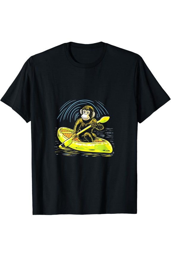 Kayaking Monkey Ape Kayaker Kayak Canoe Canoeing T-Shirt, Gift For Friend, Full Size S-5Xl