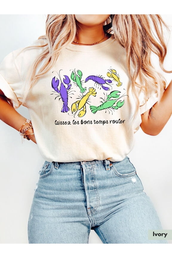 Laissez Les Bon Temps Rouler Mardi Gras Shirt, Crawfish Shirt, Louisiana Mardi Gras Shirt, Mardi Gras Outfit, Mardi Gras Tee