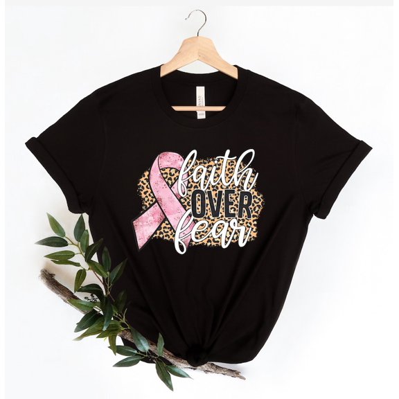 Sam Soft Leopard Breast Cancer Shirt, Faith Over Fear Shirt, Cancer Fighter Shirt, Cancer Awareness Tshirt, Pink Ribbon Shirt, Warrior Shirt, Cancer