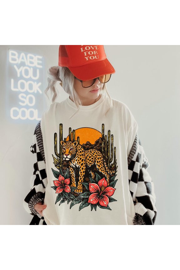 Leopard Graphic Tee: Retro Boho Unisex Shirt All Size S-5XL
