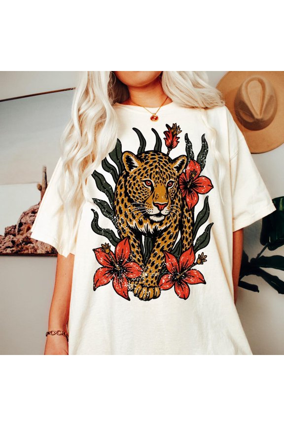 Leopard Graphic Tee: Retro Boho Unisex Shirt All Size S-5XL