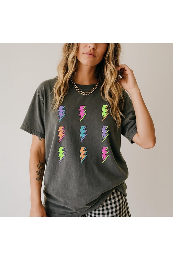 Lightning Bolt T-Shirt: Grunge Concert Tee All Size S-5XL