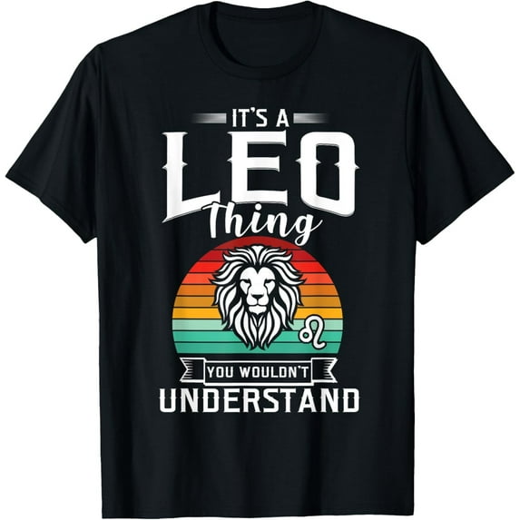 Sam Soft Lion graphic art July August Birthday retro Leo Zodiac sign T-Shirt All Size S-5XL