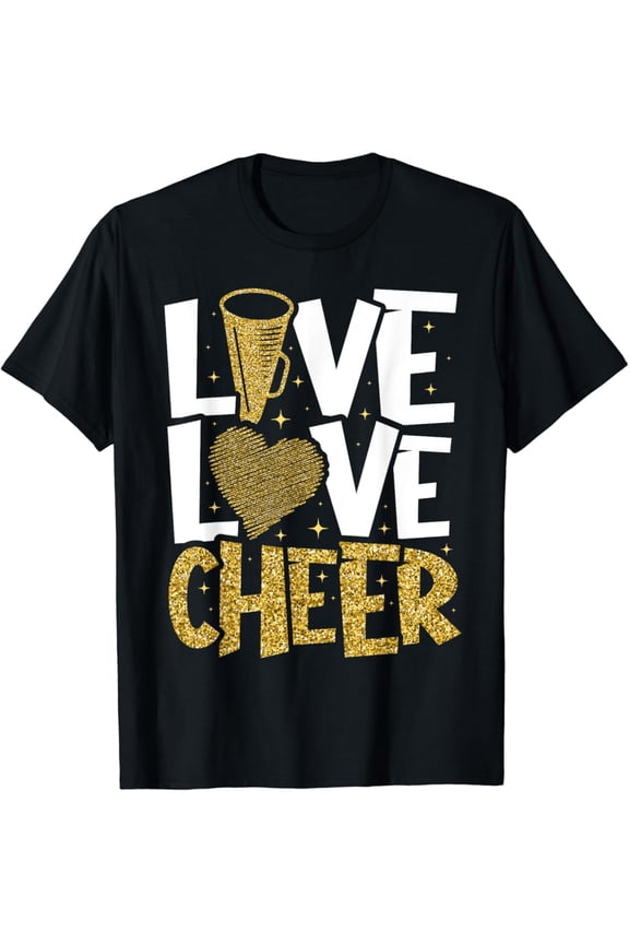 Live Love Cheer Girl Cheerleading Cheerleader Women Cheer T-Shirt Full Size S-5Xl