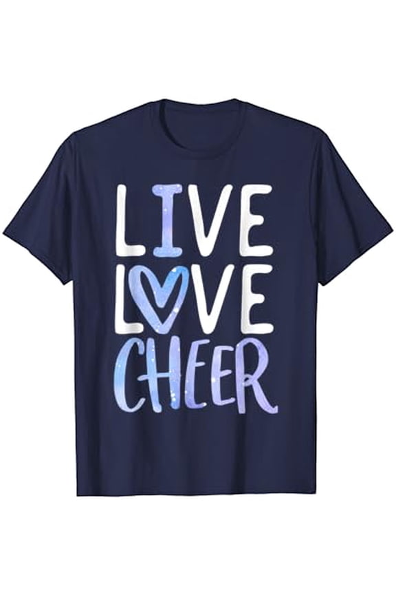 Live Love Cheer Girl Cheerleading Cheerleader Women Cheer T-Shirt Full Size S-5Xl