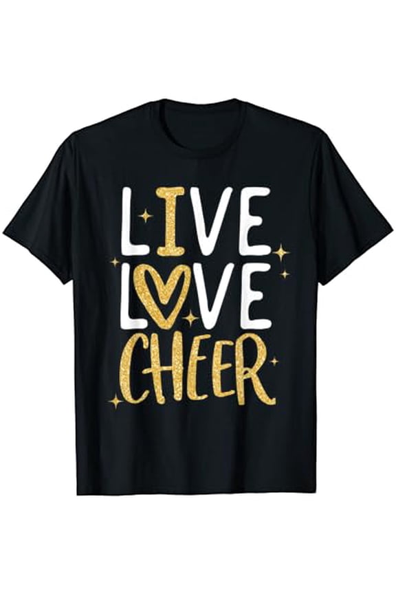 Live Love Cheer Girl Cheerleading Cheerleader Women Cheer T-Shirt Full Size S-5Xl