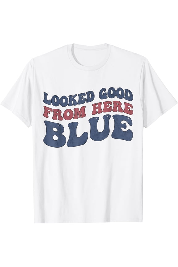 Looked Good From Here Blue Softball Mama Mom Game Day T-Shirt, Gift For Friend, Full Size S-5Xl
