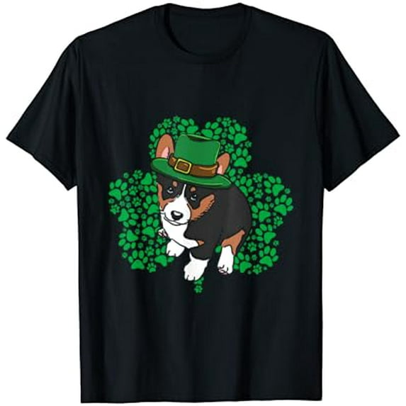 Sam Soft Lucky Tricolor Corgi Dog Leprechaun Hat St Patricks Day T-Shirt
