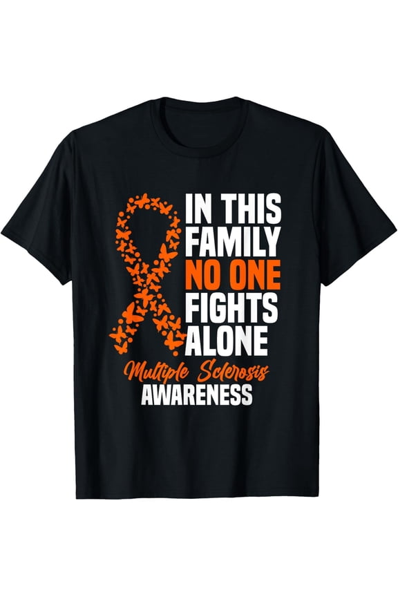 MS Multiple Sclerosis Awareness Orange Ribbon Gift T-Shirt All Size S-5XL