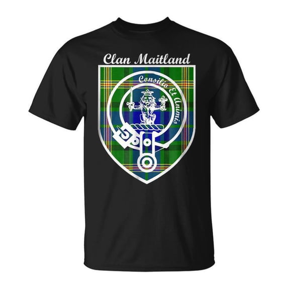 Sam Soft Maitland Surname Last Name Scottish Clan Tartan Badge Crest Last Name Designs Gifts Unisex T Shirt