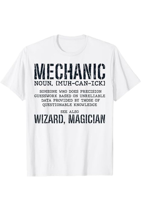 Mechanic Definition Noun Meaning Vintage Gifts Men T-Shirt Full Size S-5Xl