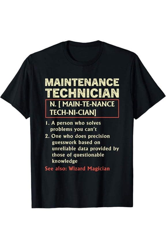 Mechanic Maintenance Technician Definition Dictionary T-Shirt Full Size S-5Xl