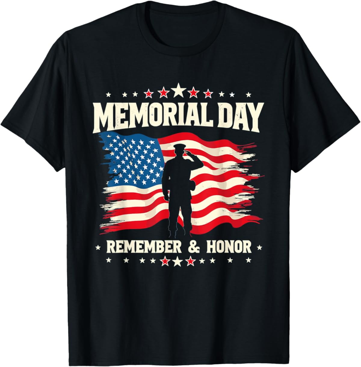 Sam Soft Memorial Day Remember & Honor Saluting Soldier American Flag T ...