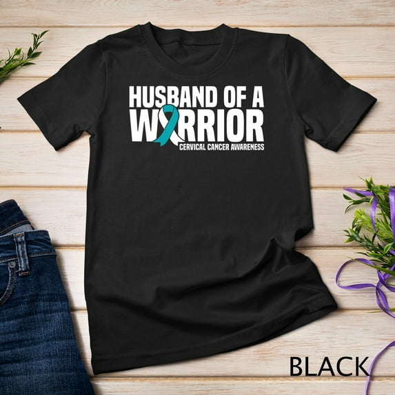 Sam Soft Mens Husband Of A Warrior Cervical Cancer Awareness Unisex T-Shirt
