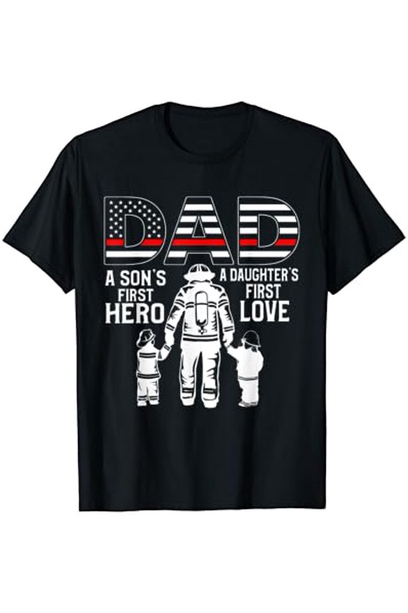 Mens Proud Firefighter Dad Daddy Fireman Dad Father’s day Men T-Shirt Full Size S-5XL