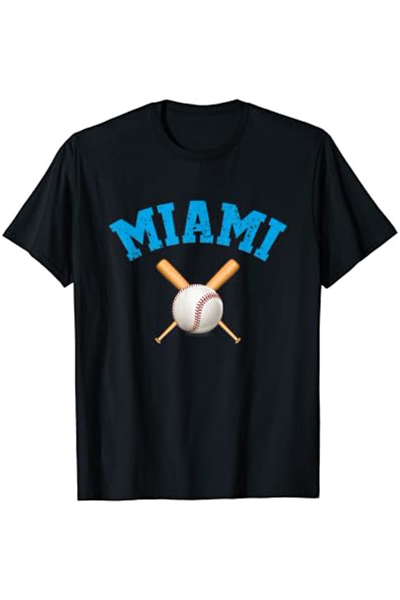 Miami Baseball T-Shirt Miami Baseball Tee Retro State Graphic Full Size S-5Xl