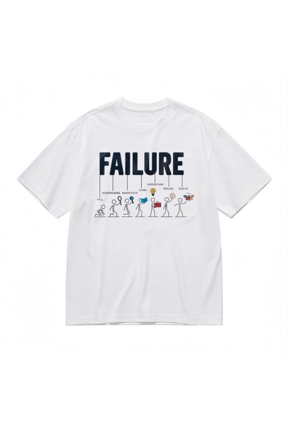Minimalist Life Cycle Failure White T-Shirt Unisex Cotton Tee, Full Size S-5XL