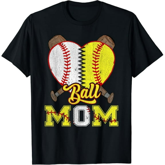 Sam Soft Mom Of Both Ball Mom Half Softball Half Baseball T-Shirt Full Size S-5Xl