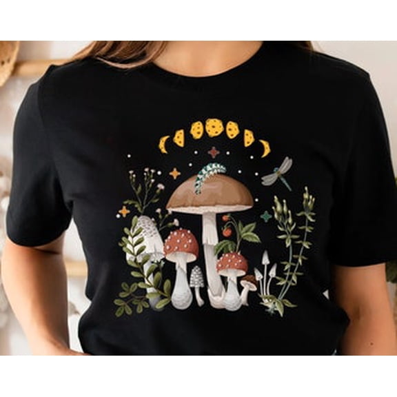 Sam Soft Mushroom Shirt,Cottagecore Shirt,Light Academia Fairy Core Mushroom Tshirt,Goblin Core Forestcore Dark Academia Magic Mushroom Botanical Top