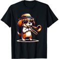 thumbnail image 1 of Sam Soft Musician with a dog playing trombone T-Shirt, 1 of 5