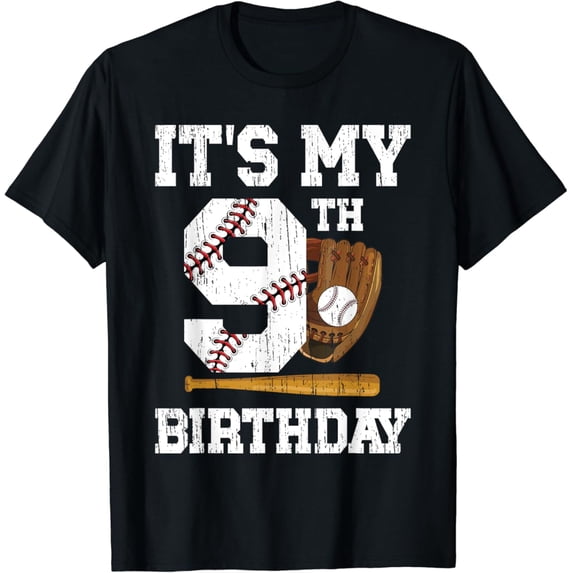 Sam Soft My 9Th Birthday Baseball Boy Nine Year Old Baseball Player T-Shirt Full Size S-5Xl