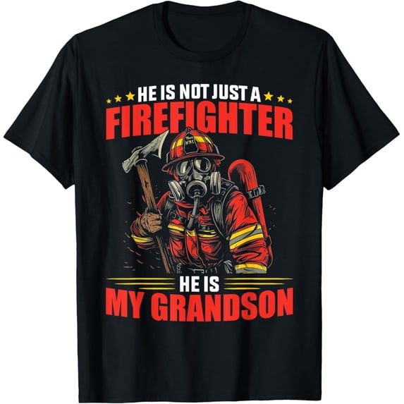 Sam Soft My Grandson Is A Firefighter Proud Grandma Grandpa Gift T-Shirt Full Size S-5XL