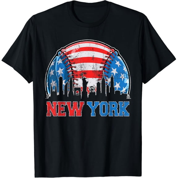 Sam Soft New York Ny Skyline Baseball Vintage Met At Gameday T-Shirt Full Size S-5Xl