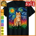 thumbnail image 1 of Sam Soft Orange Tabby Tiger Cat Starry Night Colorful Art By Aja T-Shirt Full Size S-5XL, 1 of 5