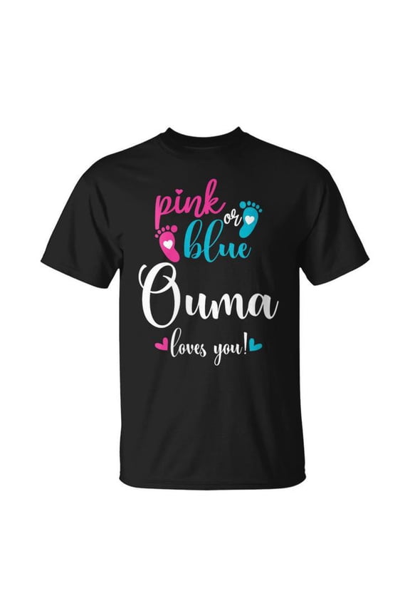 Pink Blue Ouma Loves Gender Reveal Baby Announcement T Shirt