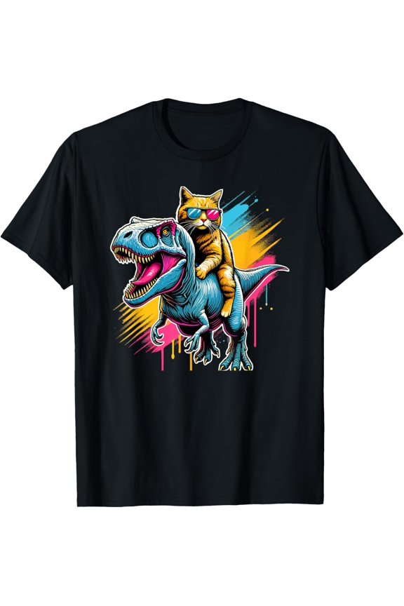 Pop Art Dinosaur T-Rex Cat Tyrannosaurus Rex Cats T-Shirt