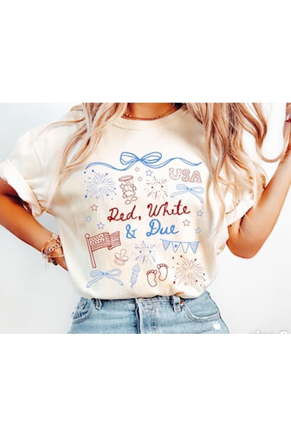 Pregnancy Announcement Shirt, 4th of July Pregnancy Shirt, Red White and Due, Patriotic Maternity Tee, July Fourth Shirt for Mom to Be