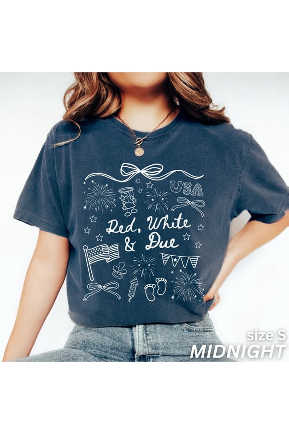 Pregnancy Announcement Shirt, 4th of July Pregnancy Shirt, Red White and Due, Patriotic Maternity Tee, July Fourth Shirt for Mom to Be