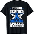 thumbnail image 1 of Sam Soft Proud Brother Of An Apraxia Warrior Blue Awareness Ribbon T-Shirt Full Size S-5XL, 1 of 5