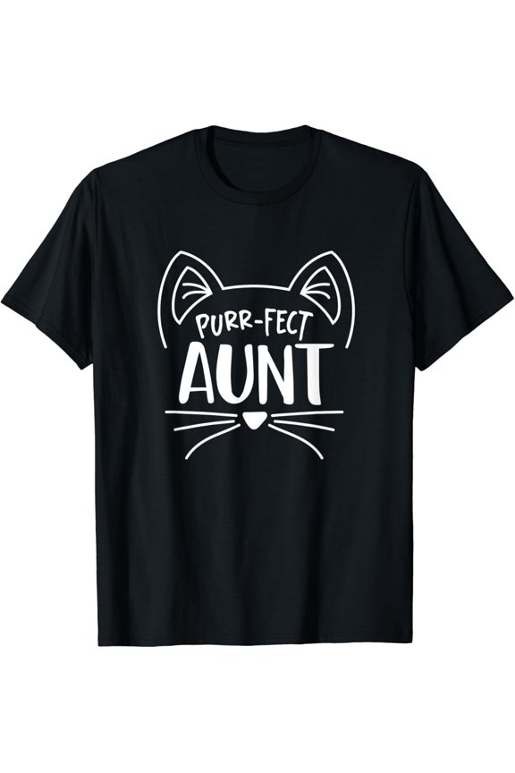 Purr-Fect Aunt Gift Aunties Cat Lovers T-Shirt